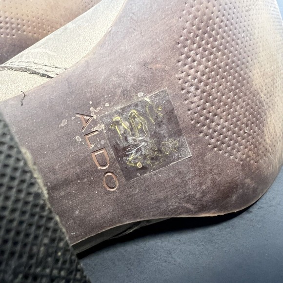 Aldo Women's Leather Ankle Booties Size 6.5 Chunky Heel Boots Distressed Brown - Picture 7 of 10